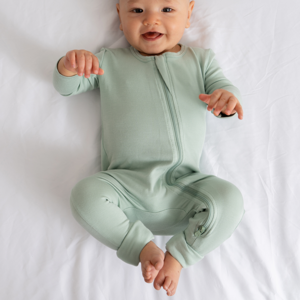 Baby Bamboo Pajamas w/ DreamCuffs® - Sage Green