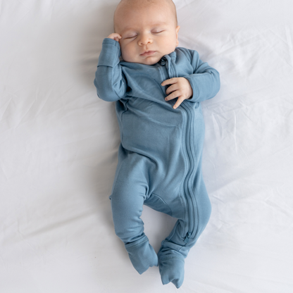 Baby Bamboo Pajamas w/ DreamCuffs® - Ocean Blue