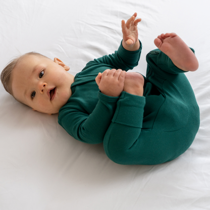Baby Bamboo Pajamas w/ DreamCuffs® - Forest Green