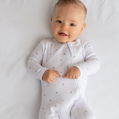 Baby Bamboo Pajamas w/ DreamCuffs® - Grey Star