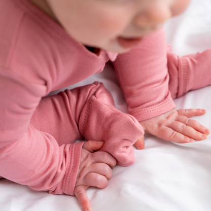 Baby Bamboo Pajamas w/ DreamCuffs® - Dusty Rose
