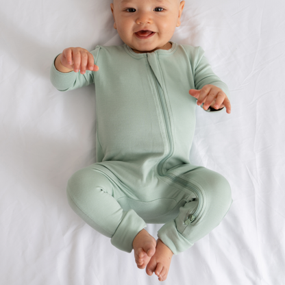Baby Bamboo Pajamas w/ DreamCuffs® - Sage Green