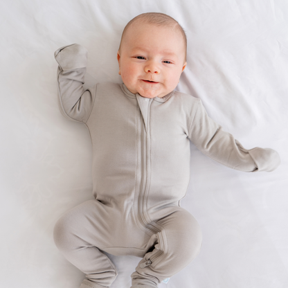 Baby Bamboo Pajamas w/ DreamCuffs® - Moon Grey
