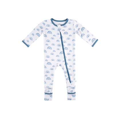 Baby Bamboo Pajamas w/ DreamCuffs® - Blue Rainbow