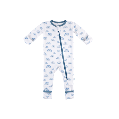 Baby Bamboo Pajamas w/ DreamCuffs® - Blue Rainbow