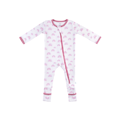 Baby Bamboo Pajamas w/ DreamCuffs® - Pink Rainbow