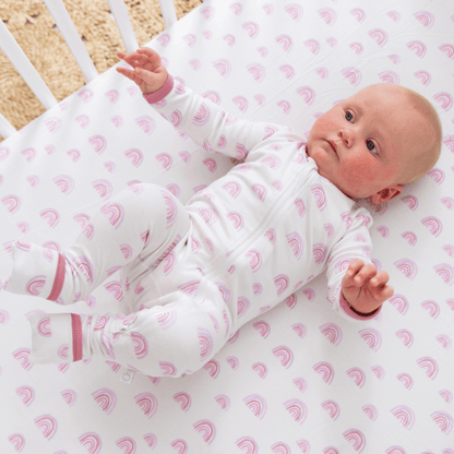 Baby Bamboo Pajamas w/ DreamCuffs® - Pink Rainbow