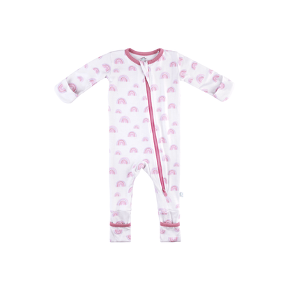 Baby Bamboo Pajamas w/ DreamCuffs® - Pink Rainbow