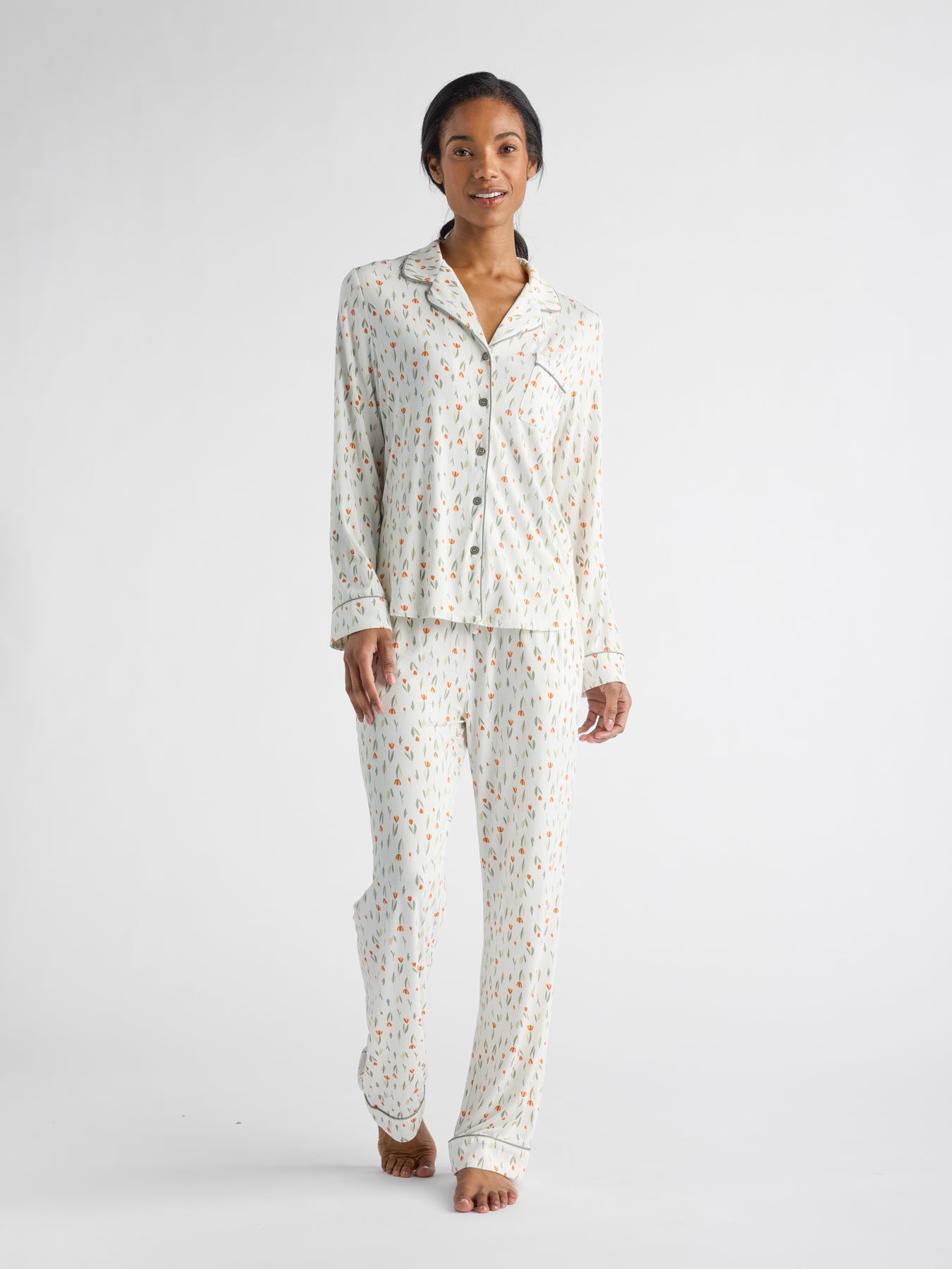 Women&#39;s Bamboo Stretch-Knit Long Sleeve Pajama Set