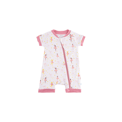Baby Short-Sleeve Bamboo Romper - Ballerina