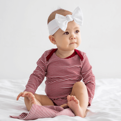 Baby Long-Sleeve Bamboo Bodysuit - Cranberry Stripe