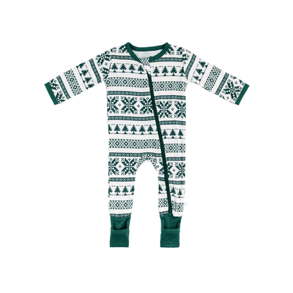 Baby Bamboo Pajamas w/ DreamCuffs® - Fair Isle Forest