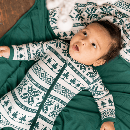 Baby Bamboo Pajamas w/ DreamCuffs® - Fair Isle Forest