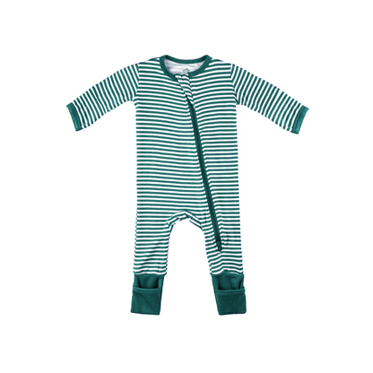 Baby Bamboo Pajamas w/ DreamCuffs® - Forest Stripe