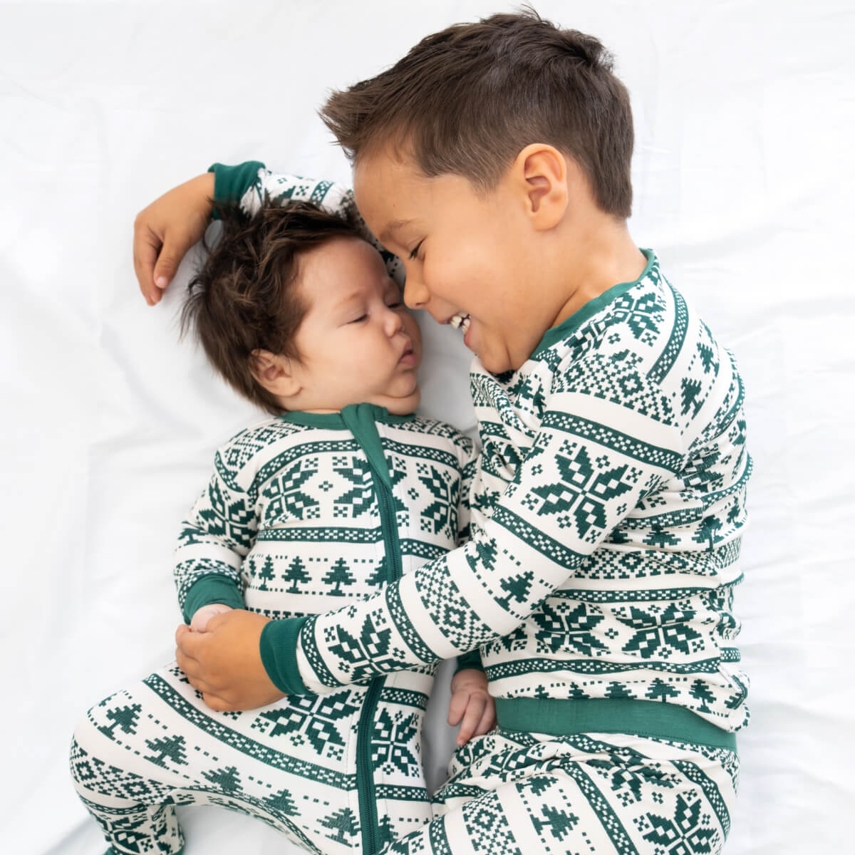 Baby Bamboo Pajamas w/ DreamCuffs® - Fair Isle Forest