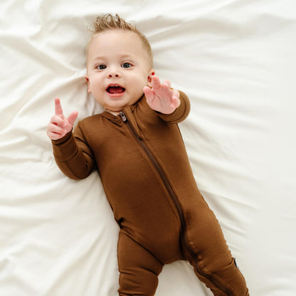Baby Bamboo Pajamas w/ DreamCuffs® - Chestnut