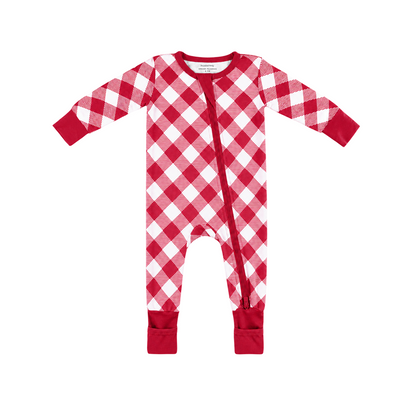 Baby Bamboo Pajamas w/ DreamCuffs® - Buffalo Cranberry