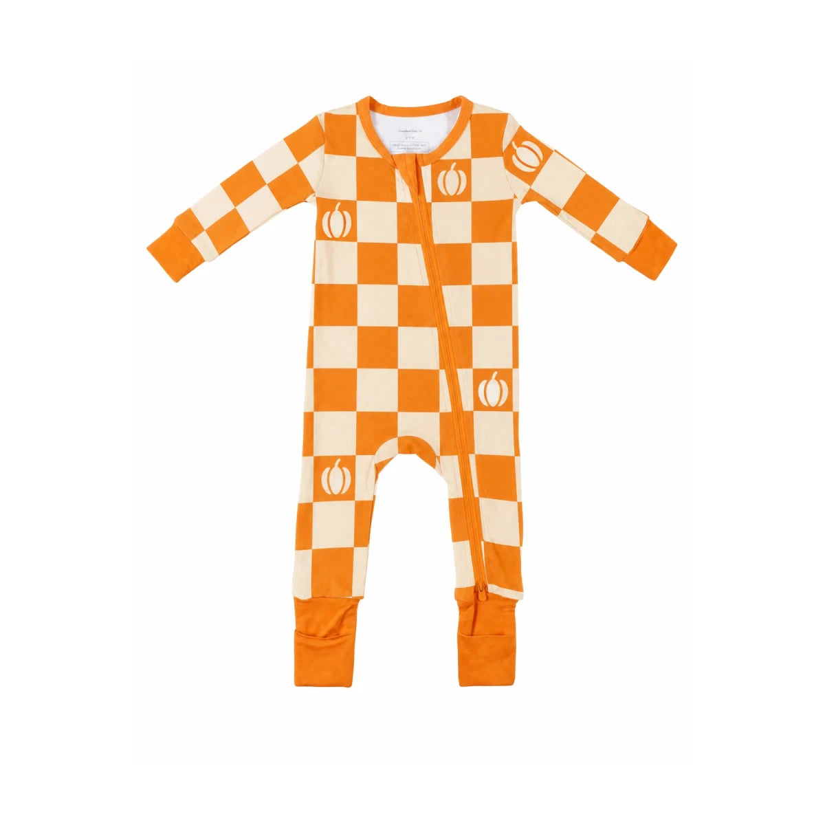 Baby Bamboo Pajamas w/ DreamCuffs® - Pumpkin Checkerboard