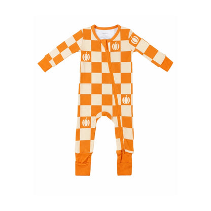 Baby Bamboo Pajamas w/ DreamCuffs® - Pumpkin Checkerboard