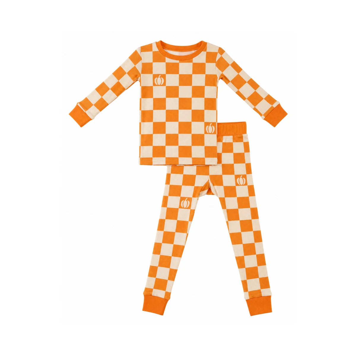 Toddler/Kids Bamboo Pajamas - Pumpkin Checkerboard